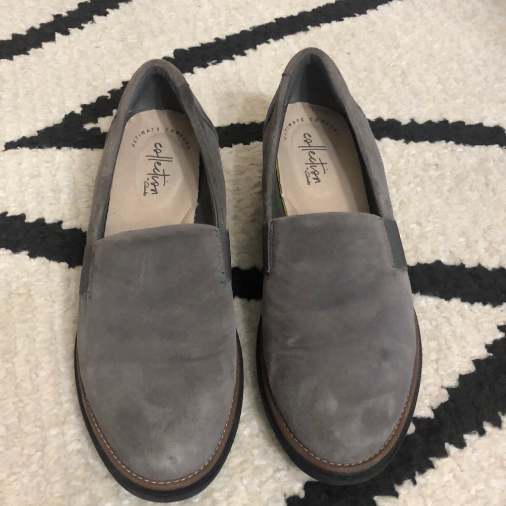 Clarks Gray Suede Loafers Ultimate Comfort Collection 7